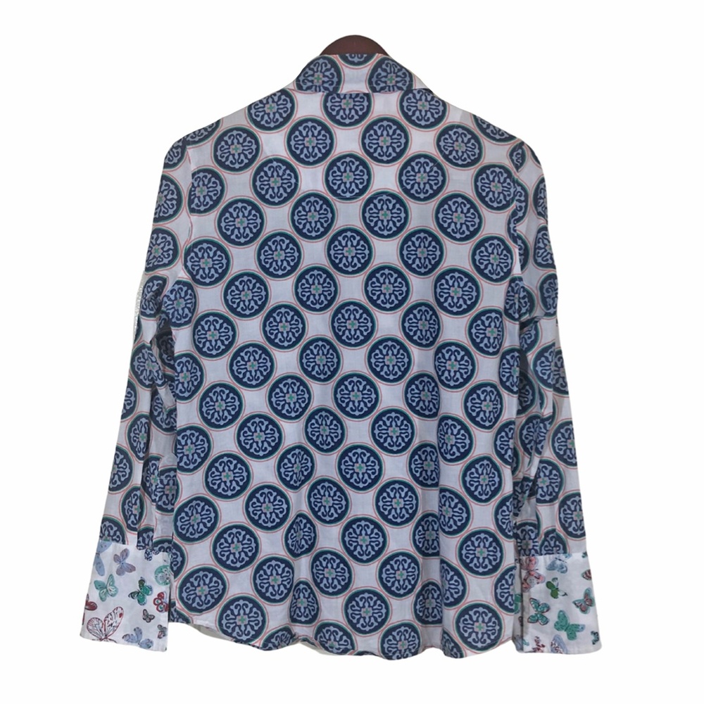 Tizzie Blue White Circle Pattern Button Down Shir… - image 4